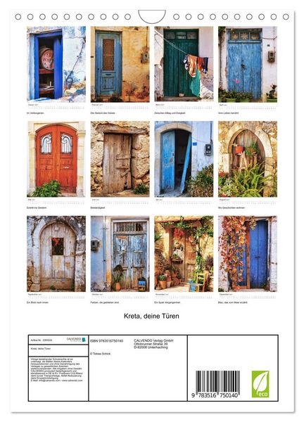 Produktbild: Kreta, deine T&uuml;ren (Wandkalender 2027 DIN A4 hoch), CALVENDO Monatskalender