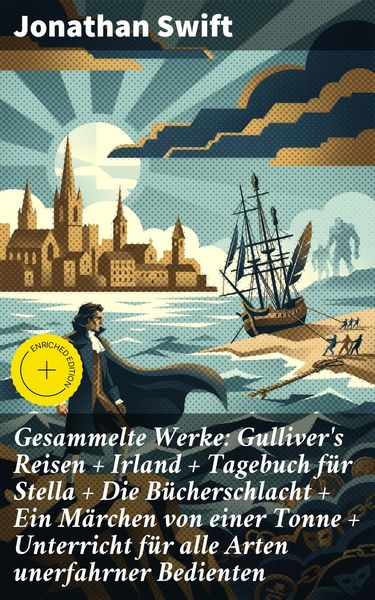 Produktbild: Gesammelte Werke: Gulliver's Reisen + Irland + Tagebuch f&uuml;r Stella + Die B&uuml;cherschlacht + Ein M&auml;rchen von einer Tonne + Unterricht f&uuml;r alle Arten uner
