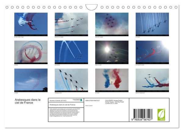 Produktbild: Arabesques dans le ciel de France (Calendrier mural 2026 DIN A4 vertical), CALVENDO calendrier mensuel