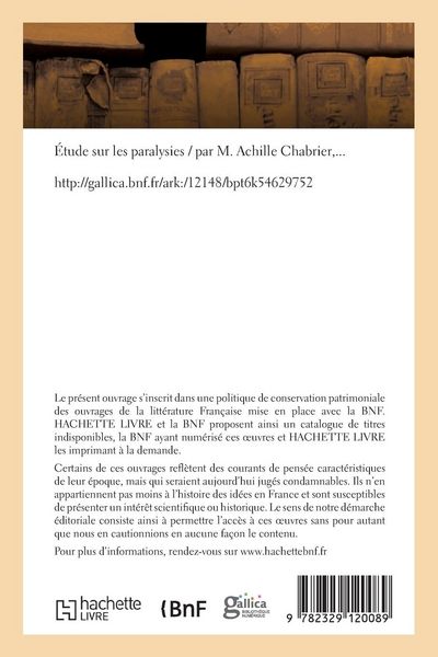 Produktbild: &Eacute;tude sur les paralysies