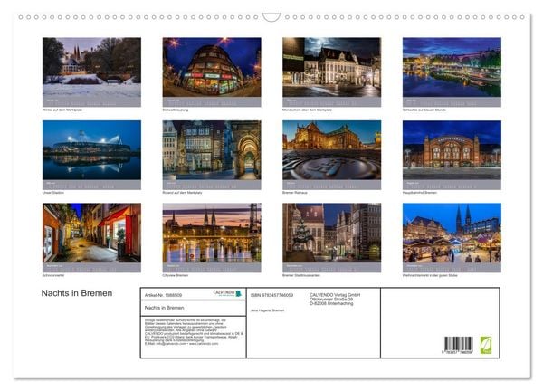 Produktbild: Nachts in Bremen (Wandkalender 2026 DIN A2 quer), CALVENDO Monatskalender