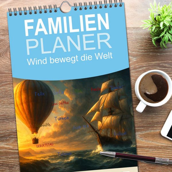 Produktbild: Familienplaner 2026 - Wind bewegt die Welt mit 5 Spalten (Wandkalender, 21 x 45 cm) CALVENDO