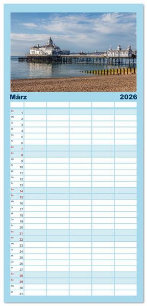 Produktbild: Familienplaner 2026 - Eine Reise durch S&uuml;dengland mit 5 Spalten (Wandkalender, 21 x 45 cm) CALVENDO