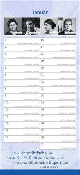Produktbild: Der literarische Geburtstagskalender - Mit Geburtstagskindern und Zitaten