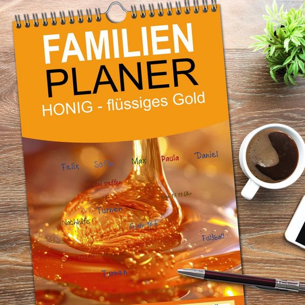 Produktbild: Familienplaner 2026 - HONIG - fl&uuml;ssiges Gold mit 5 Spalten (Wandkalender, 21 x 45 cm) CALVENDO