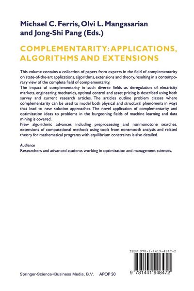 Produktbild: Complementarity: Applications, Algorithms and Extensions