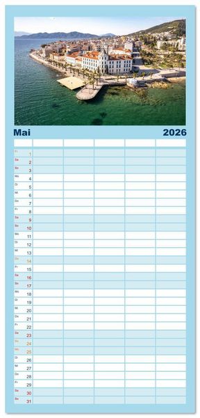 Produktbild: Familienplaner 2026 - Griechenland - Eub&ouml;a - Evia mit 5 Spalten (Wandkalender, 21 x 45 cm) CALVENDO