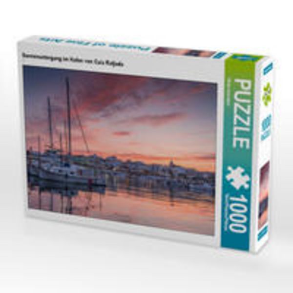 CALVENDO Puzzle Sonnenuntergang im Hafen von Cala Ratjada | 1000 Teile Lege-Größe 64x48cm Foto-Puzzle für glückliche Stunden