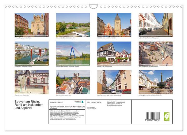 Produktbild: Speyer am Rhein. Rund um Kaiserdom und Altp&ouml;rtel (Wandkalender 2026 DIN A3 quer), CALVENDO Monatskalender