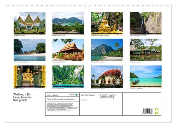 Produktbild: Thailand - Ein bezauberndes K&ouml;nigreich (Wandkalender 2026 DIN A2 quer), CALVENDO Monatskalender