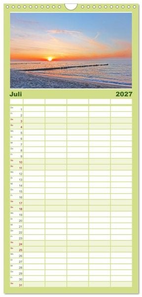 Produktbild: Familienplaner 2027 - Ostseebad K&uuml;hlungsborn. Erholung mit allen Sinnen mit 5 Spalten (Wandkalender, 21 x 45 cm) CALVENDO