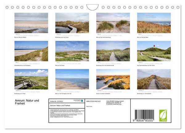 Produktbild: Amrum: Natur und Freiheit (Wandkalender 2027 DIN A4 quer), CALVENDO Monatskalender