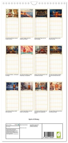 Produktbild: Familienplaner 2026 - Spirit of Whisky mit 5 Spalten (Wandkalender, 21 x 45 cm) CALVENDO