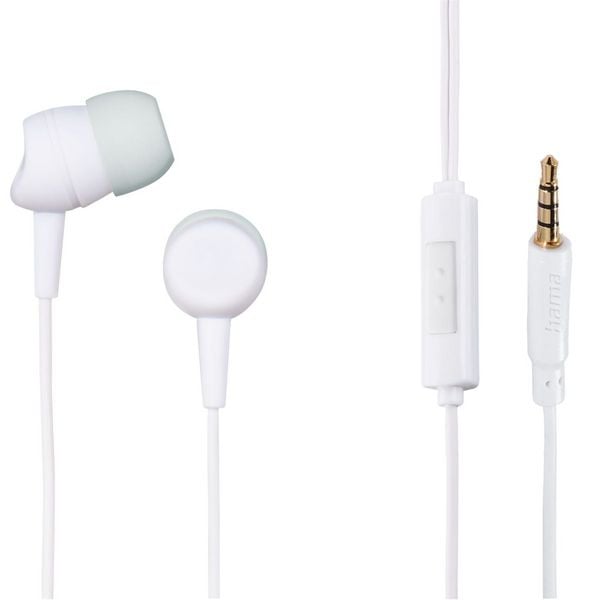 Produktbild: Hama Kooky HiFi In Ear Kopfhörer kabelgebunden Stereo Hellgrau, Weiß Mikrofon-Rauschunterdrückung