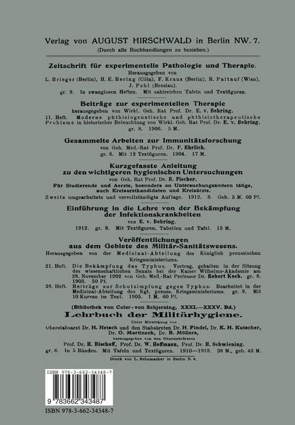 Produktbild: Die experimentelle Diagnostik, Serumtherapie und Prophylaxe der Infektionskrankheiten