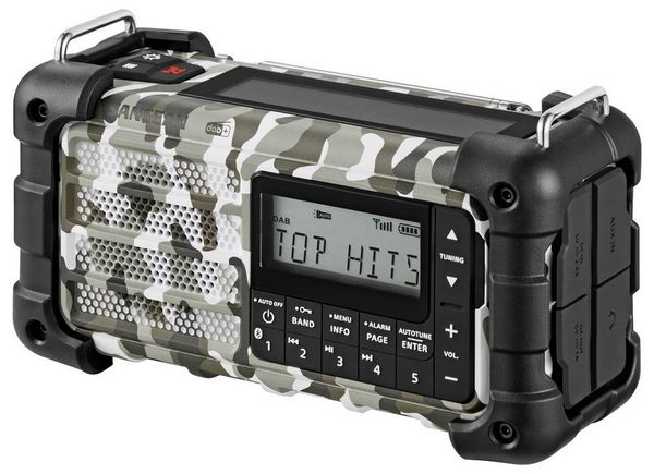 Produktbild: Sangean MMR-99 DAB+ Camo Notfallradio DAB+, UKW AUX, USB, Bluetooth&reg; Solarpanel, Handkurbel, Akku-Ladefunktion Arctic Camo