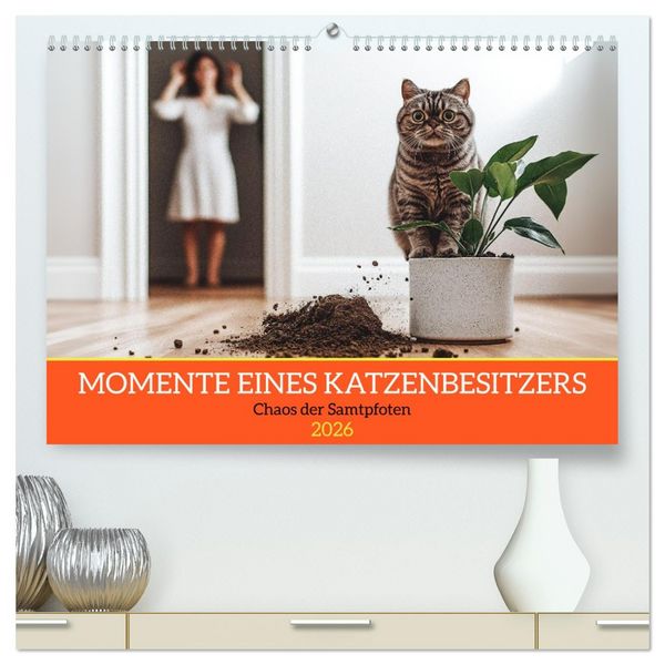 Produktbild: Momente eines Katzenbesitzers - Chaos der Samtpfoten (hochwertiger Premium Wandkalender 2026 DIN A2 quer), Kunstdruck in Hochglanz