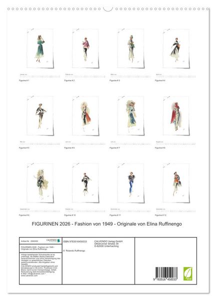 Produktbild: FIGURINEN 2026 - Fashion von 1949 - Originale von Elina Ruffinengo (hochwertiger Premium Wandkalender 2026 DIN A2 hoch), Kunstdruck in Hochglanz