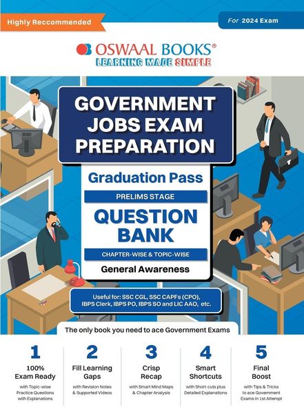 Oswaal Government Exams Question Bank Graduation Pass | General Awareness | for 2024 Exam