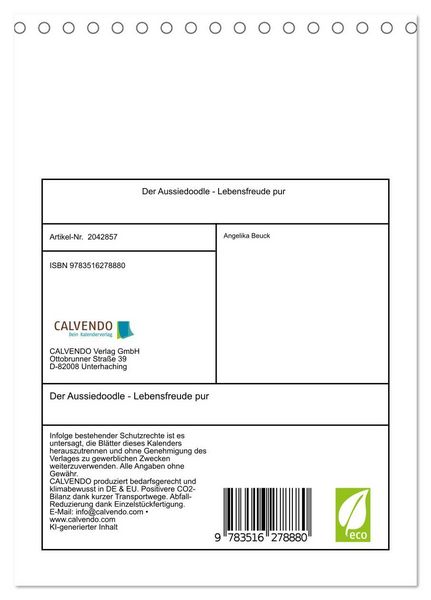 Produktbild: Der Aussiedoodle - Lebensfreude pur (Tischkalender 2026 DIN A5 hoch), CALVENDO Monatskalender