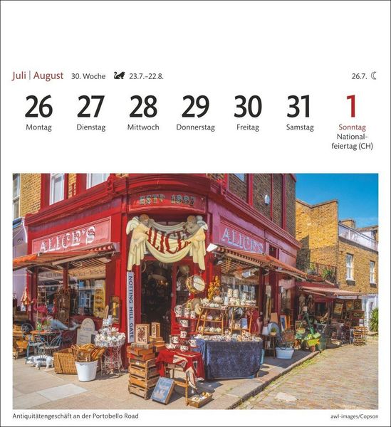 Produktbild: London Sehnsuchtskalender 2027 - Wochenkalender mit 53 Postkarten