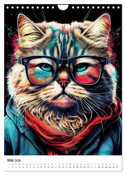 Produktbild: Hipster Katzen (Wandkalender 2026 DIN A4 hoch), CALVENDO Monatskalender