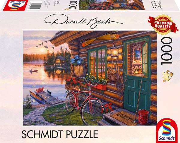 Schmidt Spiele - Darrel Bush: Seehütte mit Fahrrad, 1.000 Teile