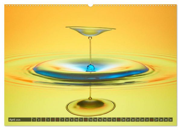 Produktbild: Wassertropfen Kunst Fotografie (hochwertiger Premium Wandkalender 2026 DIN A2 quer), Kunstdruck in Hochglanz