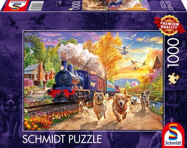 Produktbild: Schmidt 58070 - Hunderennen mit Dampflok, Puzzle, 1000 Teile