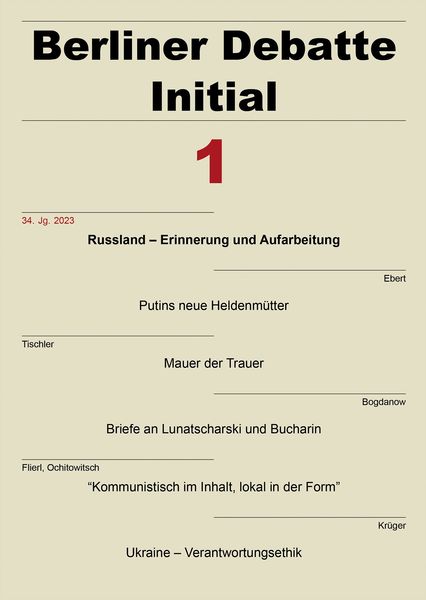 Produktbild: Berliner Debatte Initial 34 (2023) 1