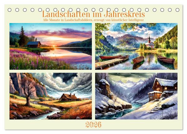 Produktbild: Landschaften im Jahreskreis (Tischkalender 2026 DIN A5 quer), CALVENDO Monatskalender