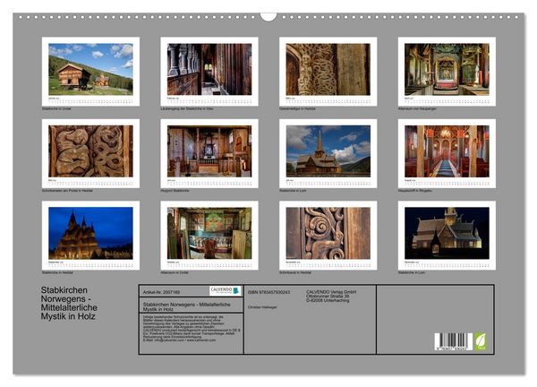 Produktbild: Stabkirchen Norwegens - Mittelalterliche Mystik in Holz (Wandkalender 2026 DIN A2 quer), CALVENDO Monatskalender