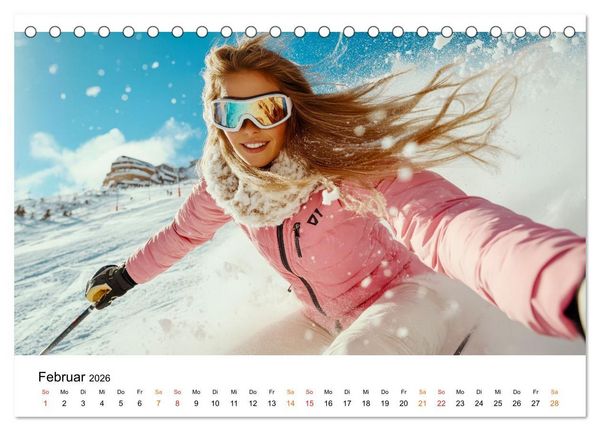 Produktbild: Skifahren - Frauen Power auf der Piste (Tischkalender 2026 DIN A5 quer), CALVENDO Monatskalender