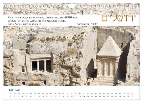 Produktbild: Jerusalem. Kalender mit Bibelworten (Wandkalender 2026 DIN A4 quer), CALVENDO Monatskalender
