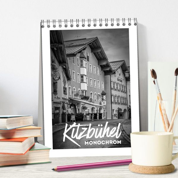 Produktbild: Kitzb&uuml;hel Monochrom (Tischkalender 2026 DIN A5 hoch), CALVENDO Monatskalender