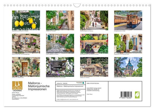 Produktbild: Mallorca - Mallorquinische Impressionen (Wandkalender 2026 DIN A3 quer), CALVENDO Monatskalender