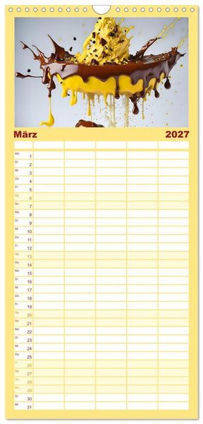 Produktbild: Familienplaner 2027 - Tortenschlacht - s&uuml;&szlig;e Versuchung mit 5 Spalten (Wandkalender, 21 x 45 cm) CALVENDO