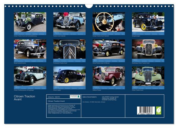 Produktbild: Citroen Traction Avant (Wandkalender 2026 DIN A3 quer), CALVENDO Monatskalender