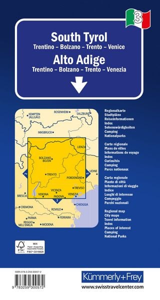 Produktbild: K&uuml;mmerly+Frey Regional-Strassenkarte 3 S&uuml;dtirol 1:200.000