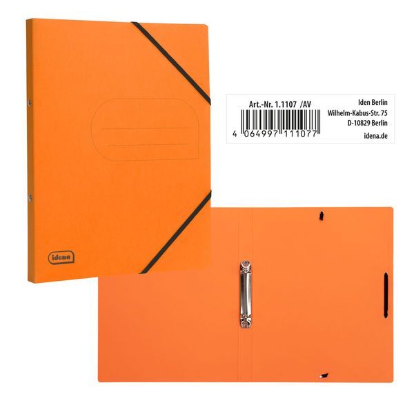 Idena Ringbuch 2 Ringe orange DIN A4 25mm aus Karton