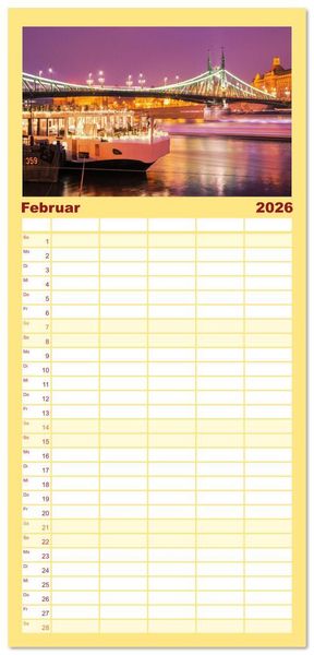 Produktbild: Familienplaner 2026 - Romantisches Budapest - Ungarns sch&ouml;ne Hauptstadt an der Donau mit 5 Spalten (Wandkalender, 21 x 45 cm) CALVENDO