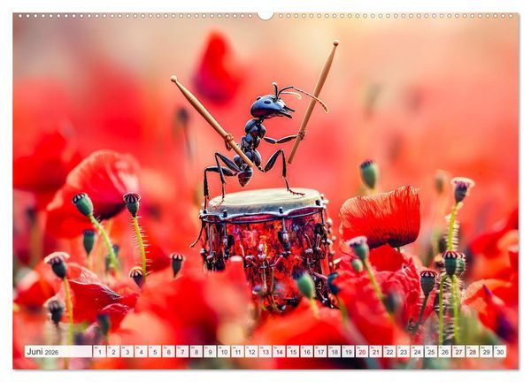 Produktbild: Konzert der Natur - Insekten spielen Musikinstrumente (hochwertiger Premium Wandkalender 2026 DIN A2 quer), Kunstdruck in Hochglanz