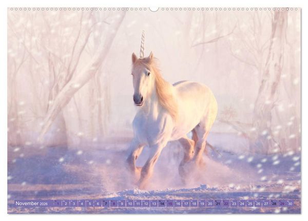 Produktbild: Einhorn Welt - vertr&auml;umte Einhornbilder (hochwertiger Premium Wandkalender 2026 DIN A2 quer), Kunstdruck in Hochglanz