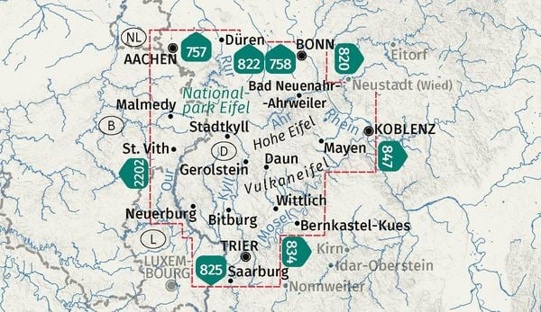 Produktbild: KOMPASS Wanderkarten-Set 833 Eifel (4 Karten) 1:50.000