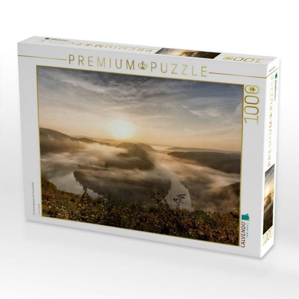Produktbild: CALVENDO Puzzle Sonnenaufgang an der Saarschleife | 1000 Teile Lege-Gr&ouml;&szlig;e 64x48cm Foto-Puzzle f&uuml;r gl&uuml;ckliche Stunden