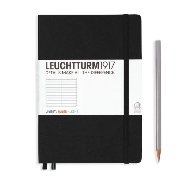 Produktbild: LEUCHTTURM1917 Notizbuch Medium (A5), Hardcover, 251 nummerierte Seiten, Schwarz, Liniert