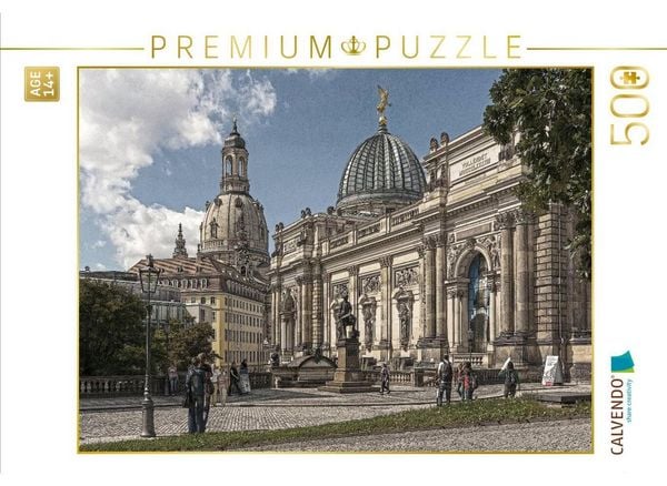 CALVENDO Puzzle Blick zur Kunsthalle und Frauenkirche in Dresden | 500 Teile Lege-Größe 48 × 36 cm Foto-Puzzle für Erwachsene
