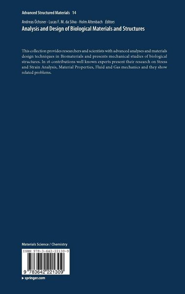 Produktbild: Analysis and Design of Biological Materials and Structures