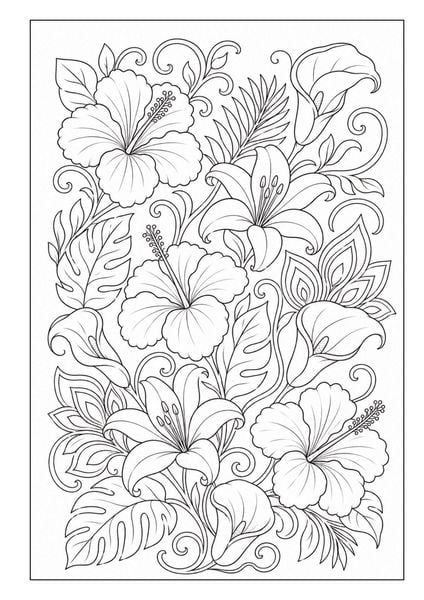 Produktbild: Mandala Blumen Malbuch f&uuml;r Erwachsene mit 100 floralen Ausmalmotiven