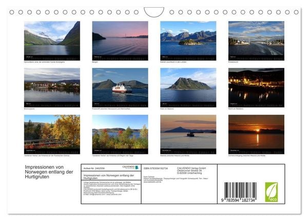 Produktbild: Impressionen von Norwegen entlang der Hurtigruten (Wandkalender 2027 DIN A4 quer), CALVENDO Monatskalender